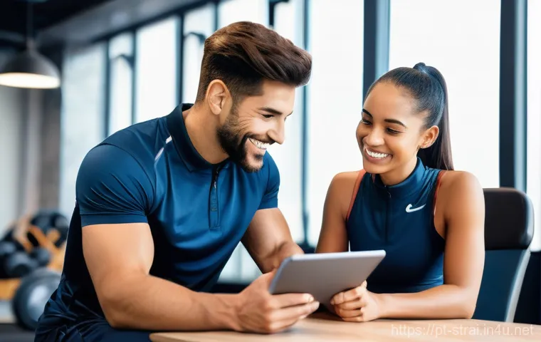 스포츠 트레이너가 준비해야 할 포트폴리오 - **Prompt:** A diverse female personal trainer with a strong, athletic build, wearing a supportive sp...