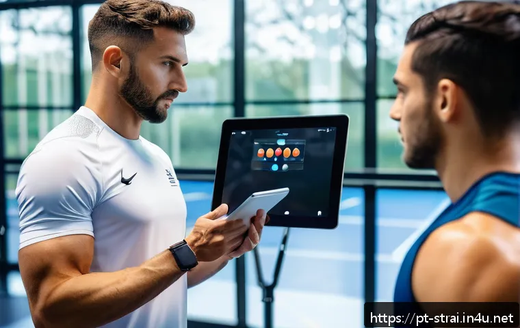 스포츠 트레이너 피드백 시스템 설계 - A professional sports coach giving personalized feedback to an athlete during a training session, us...