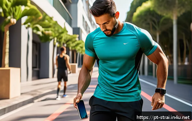 스포츠 트레이너가 배워야 할 최신 트레이닝 기법 - A modern fitness coach monitoring an athlete’s real-time biometric data using a sleek smartwatch and...